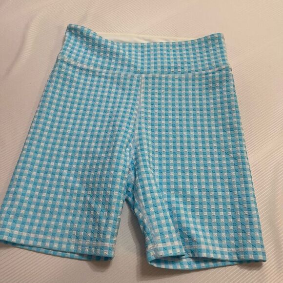 Anthropologie The Upside Blue White Textured Check Bike Athletic Short Medium - Picture 1 of 7